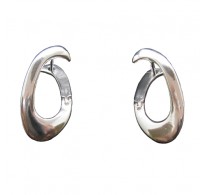 E000766 Stylish Plain Sterling Silver Earrings Genuine Solid Hallmarked 925